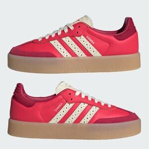 NWT Adidas Sambas Red and Cream Detailing with Heart Cutouts Women’s Size 6